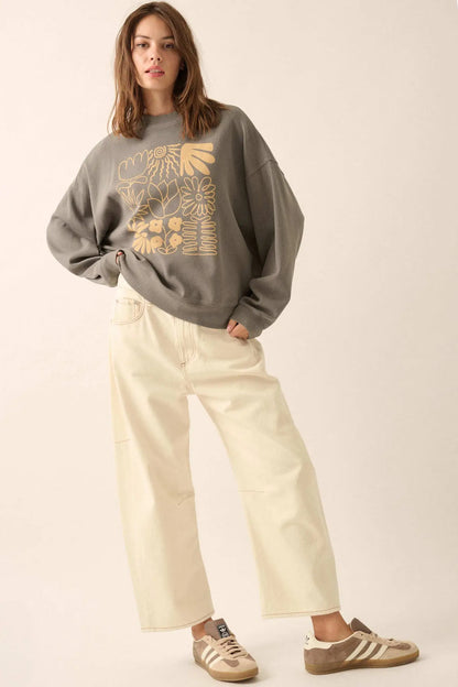 Doodle Garden Oversize Thermal Graphic Top