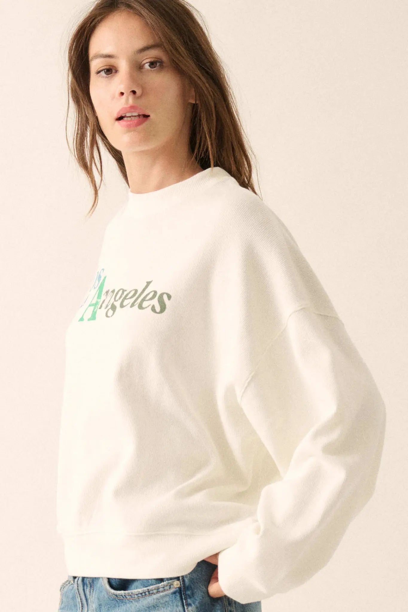Los Angeles Vintage-Print Thermal Graphic Top