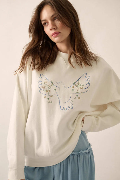 Peaceful Dove Hand-Drawn Graphic Sweatshirt
