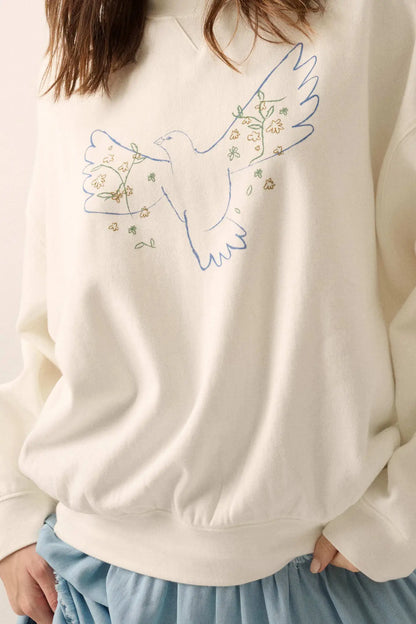 Peaceful Dove Hand-Drawn Graphic Sweatshirt