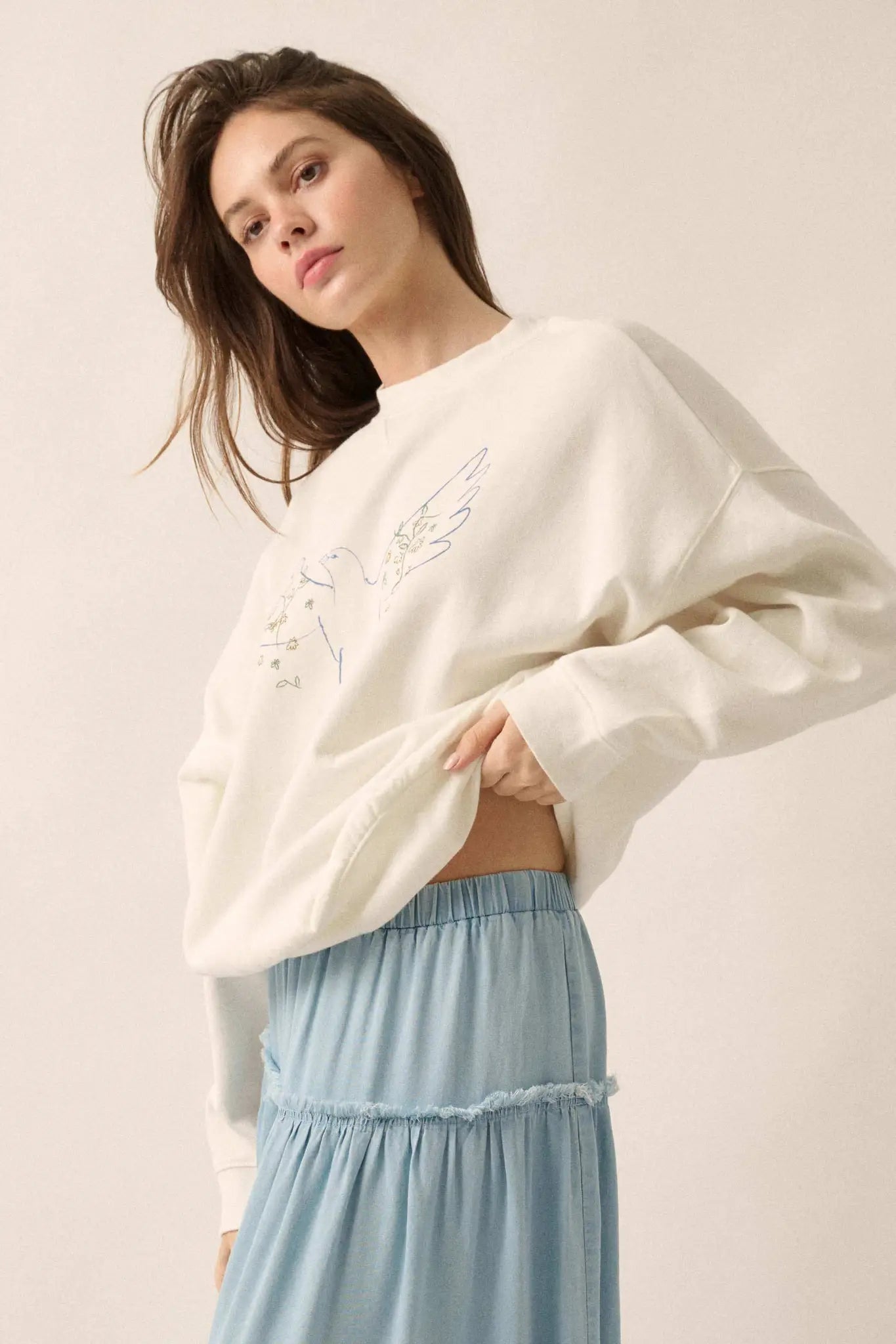 Peaceful Dove Hand-Drawn Graphic Sweatshirt
