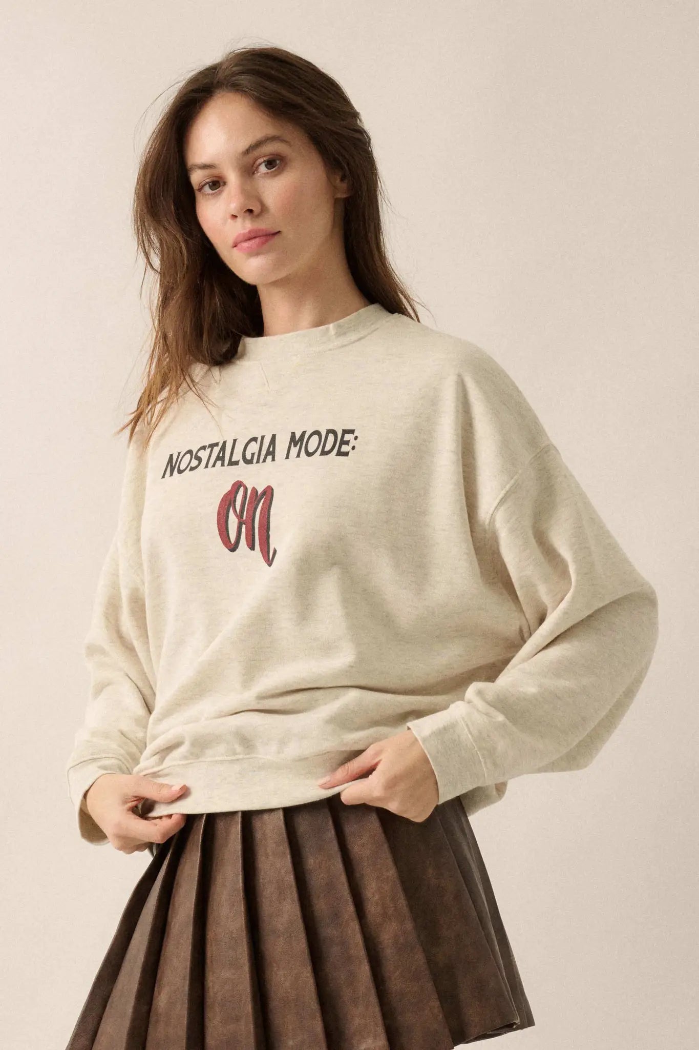 Nostalgia Mode On French Terry Graphic Sweatshirt