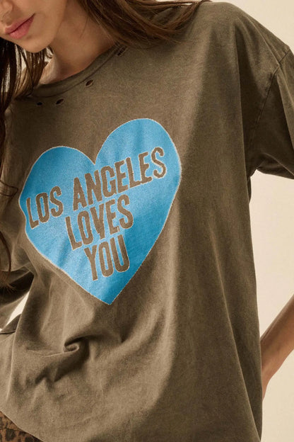 LA Loves You Distressed Oversize Graphic Tee