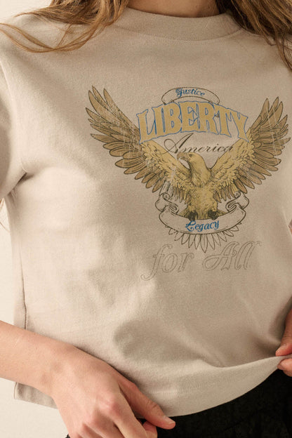 Liberty for All Garment-Dyed Cropped Graphic Tee
