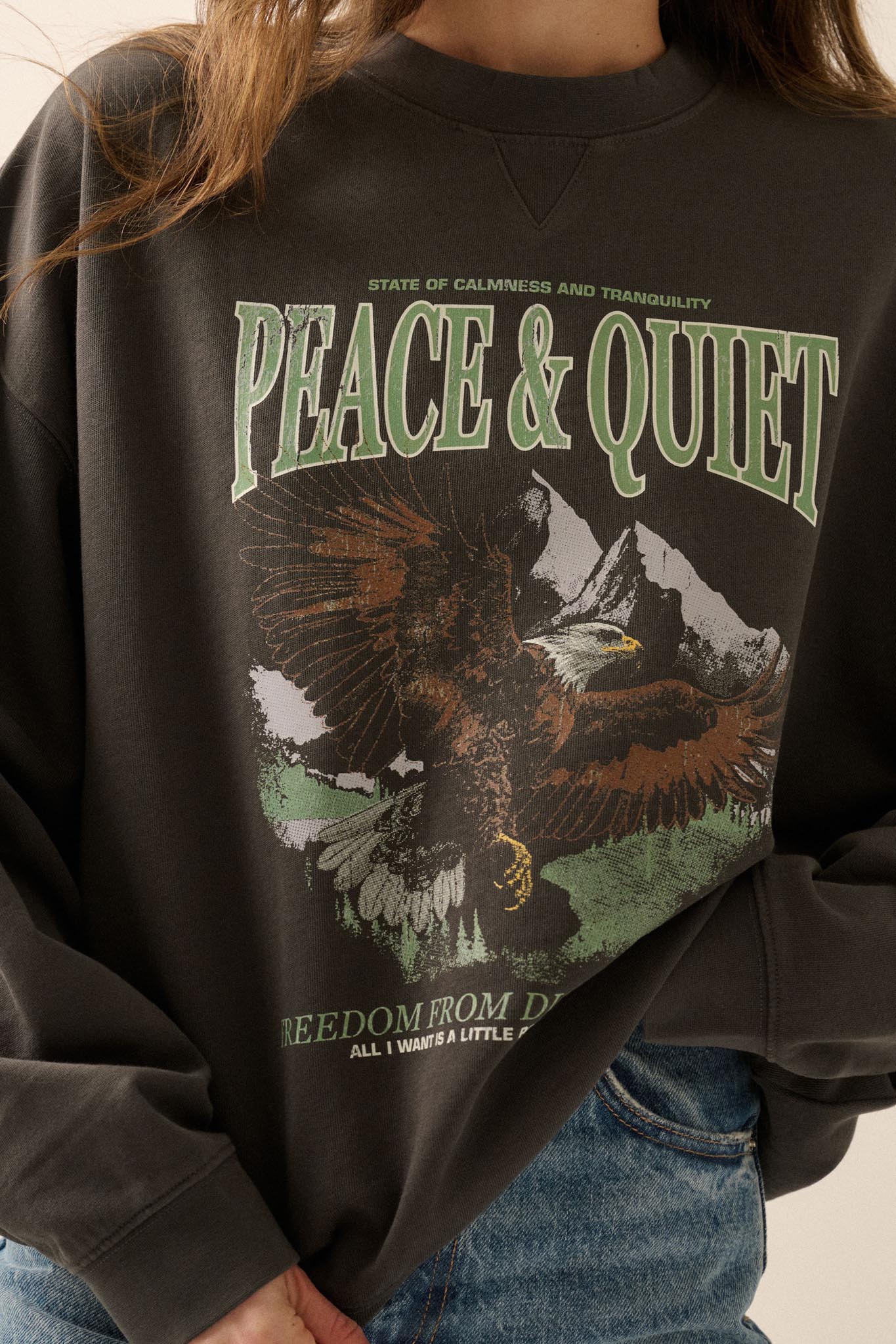 Peace & Quiet Vintage-Print Graphic Sweatshirt