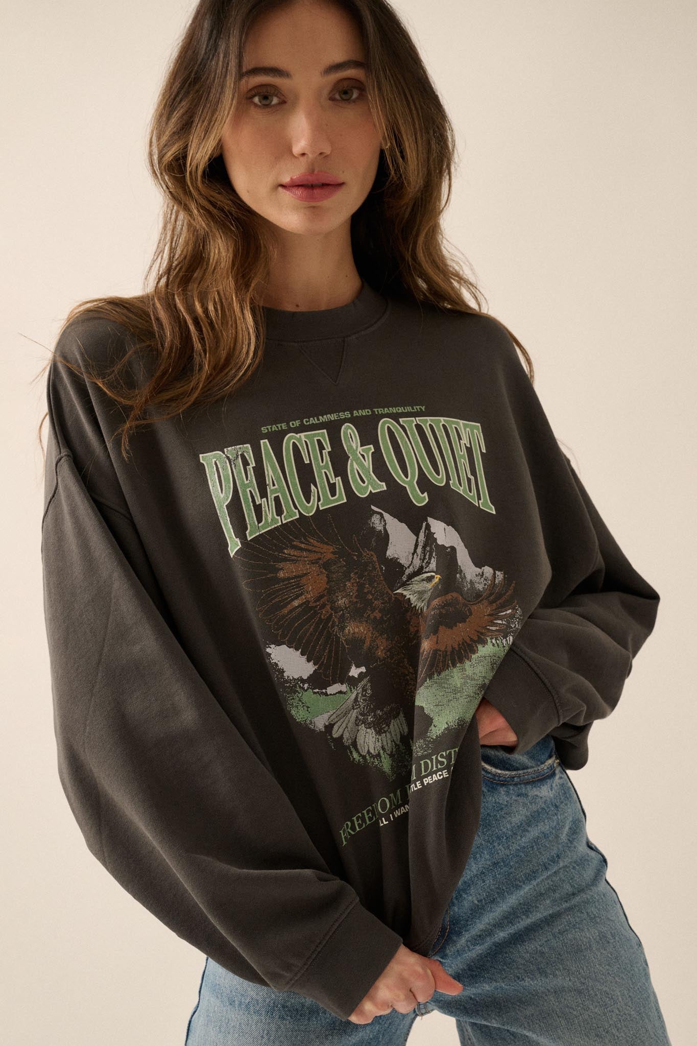 Peace & Quiet Vintage-Print Graphic Sweatshirt