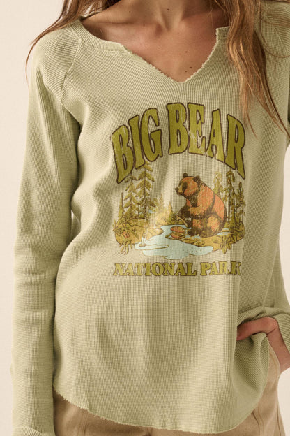 Big Bear Split-Neck Thermal Graphic Top