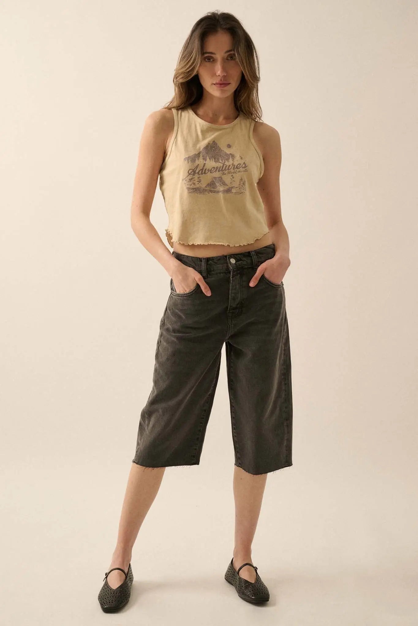 Camping Adventures Vintage-Wash Graphic Tank Top