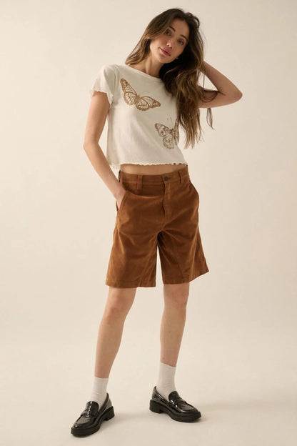 Butterfly Flight Lettuce-Edge Graphic Baby Tee