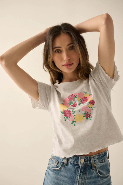 Hand to Hand Floral Graphic Baby Tee