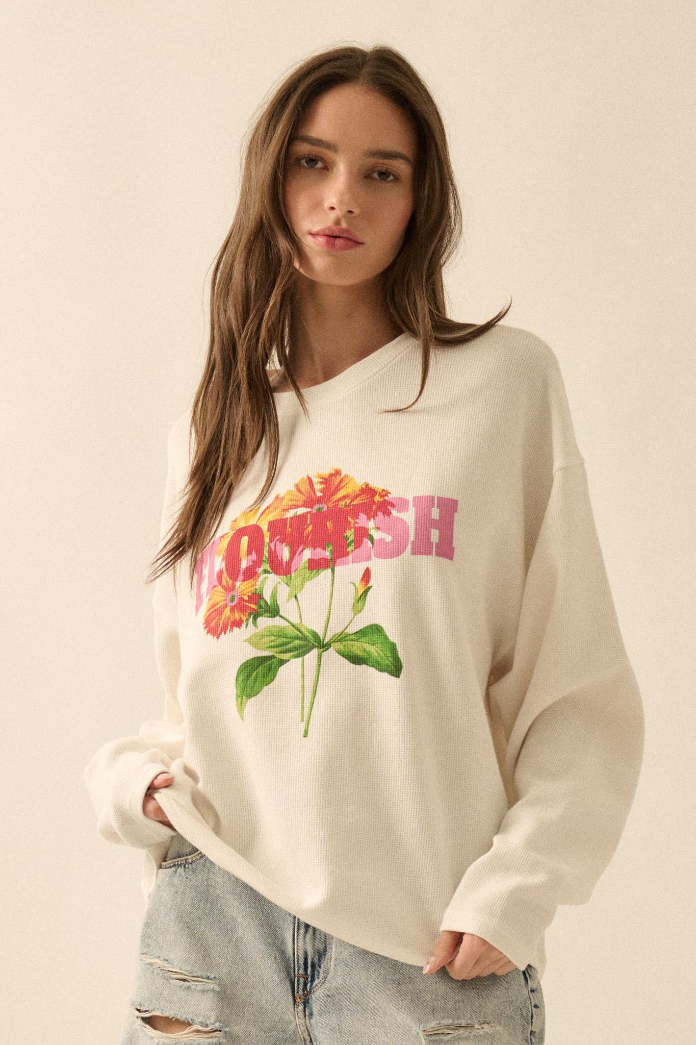 Flourish Oversize Floral Thermal Graphic Top