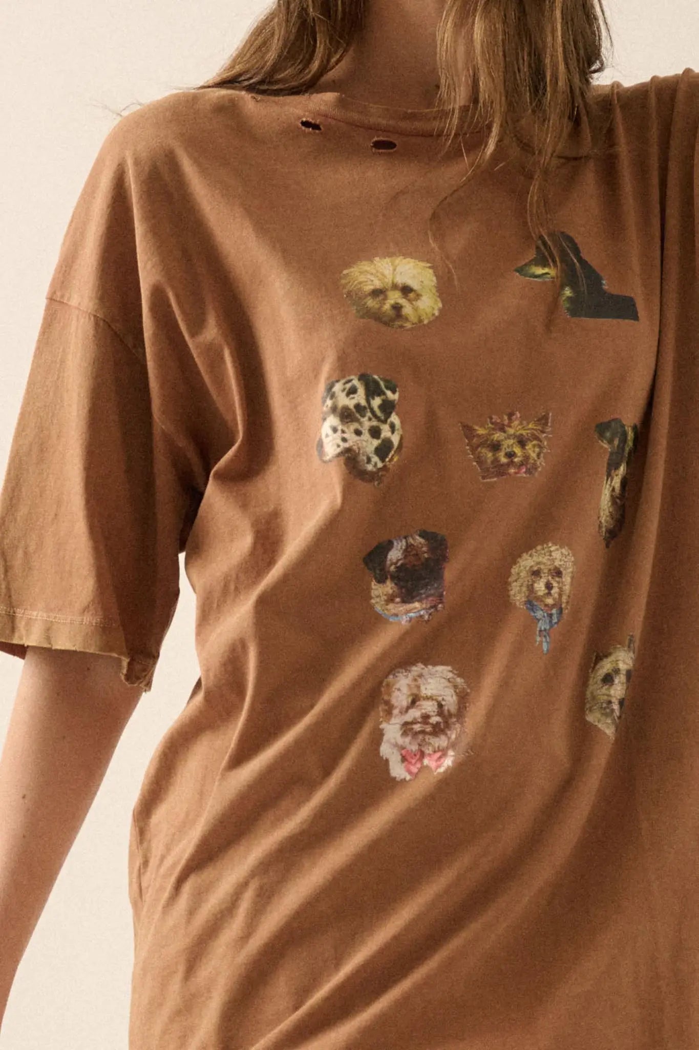 Good Dogs Distressed Oversize Graphic Tee