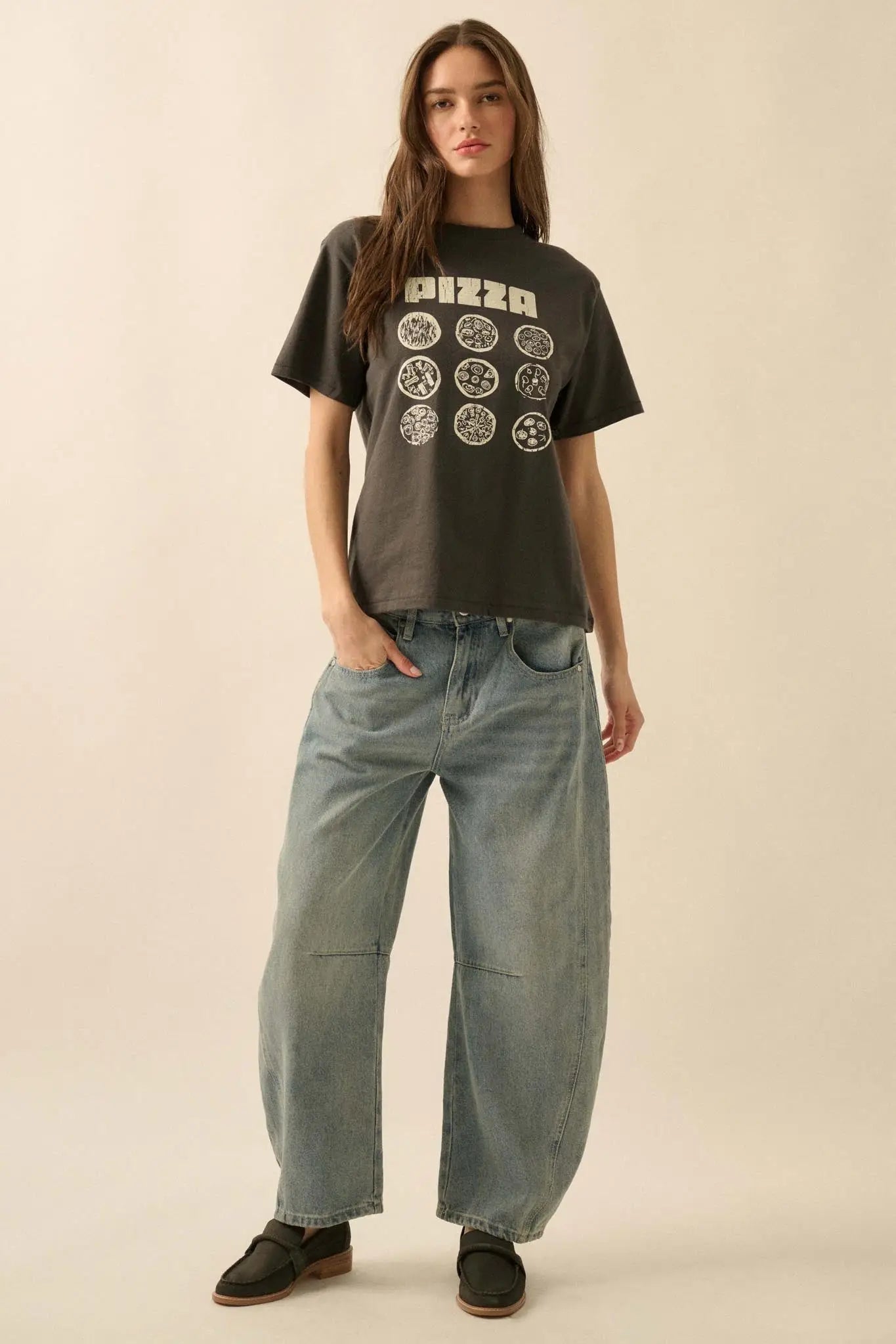 Pizza Party Vintage-Print Graphic Tee