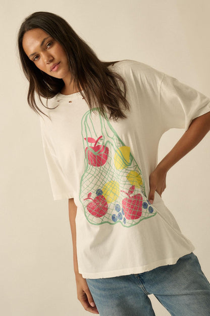 Fruit Stand Distressed Oversize Graphic Tee