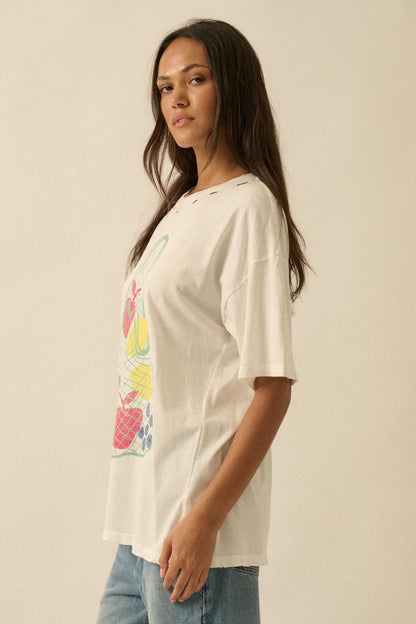 Fruit Stand Distressed Oversize Graphic Tee