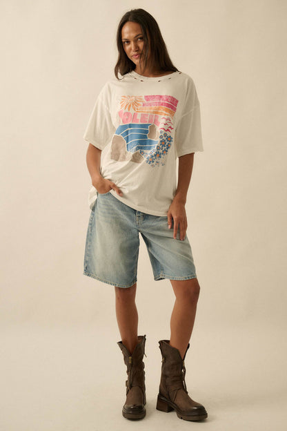 Soleil Beach Distressed Oversize Graphic Tee