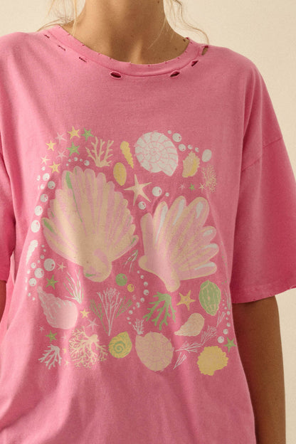 By the Seashore Distressed Seashell Graphic Tee