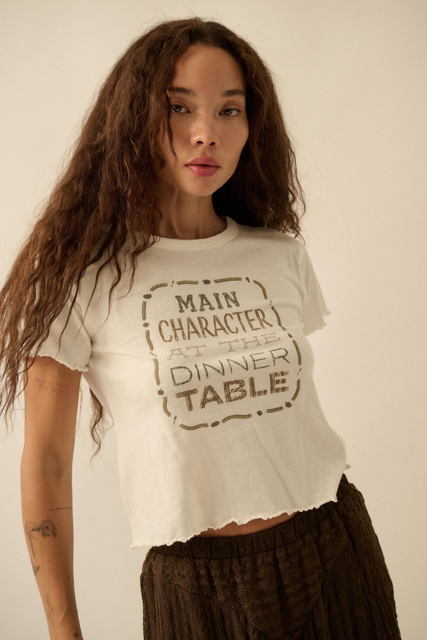Main Character Cropped Graphic Baby Tee