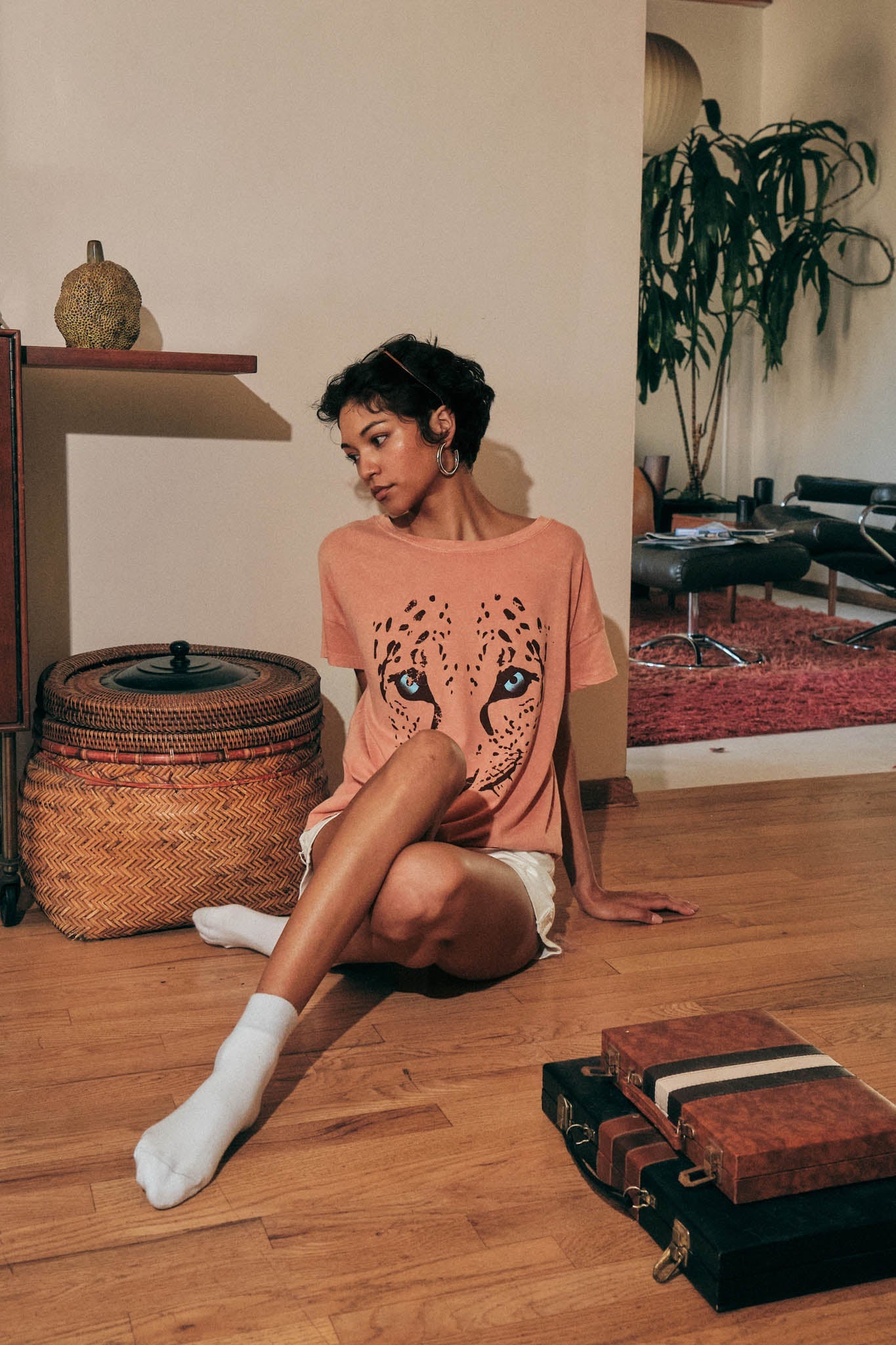Hungry Eyes Vintage-Wash Cheetah Graphic Tee