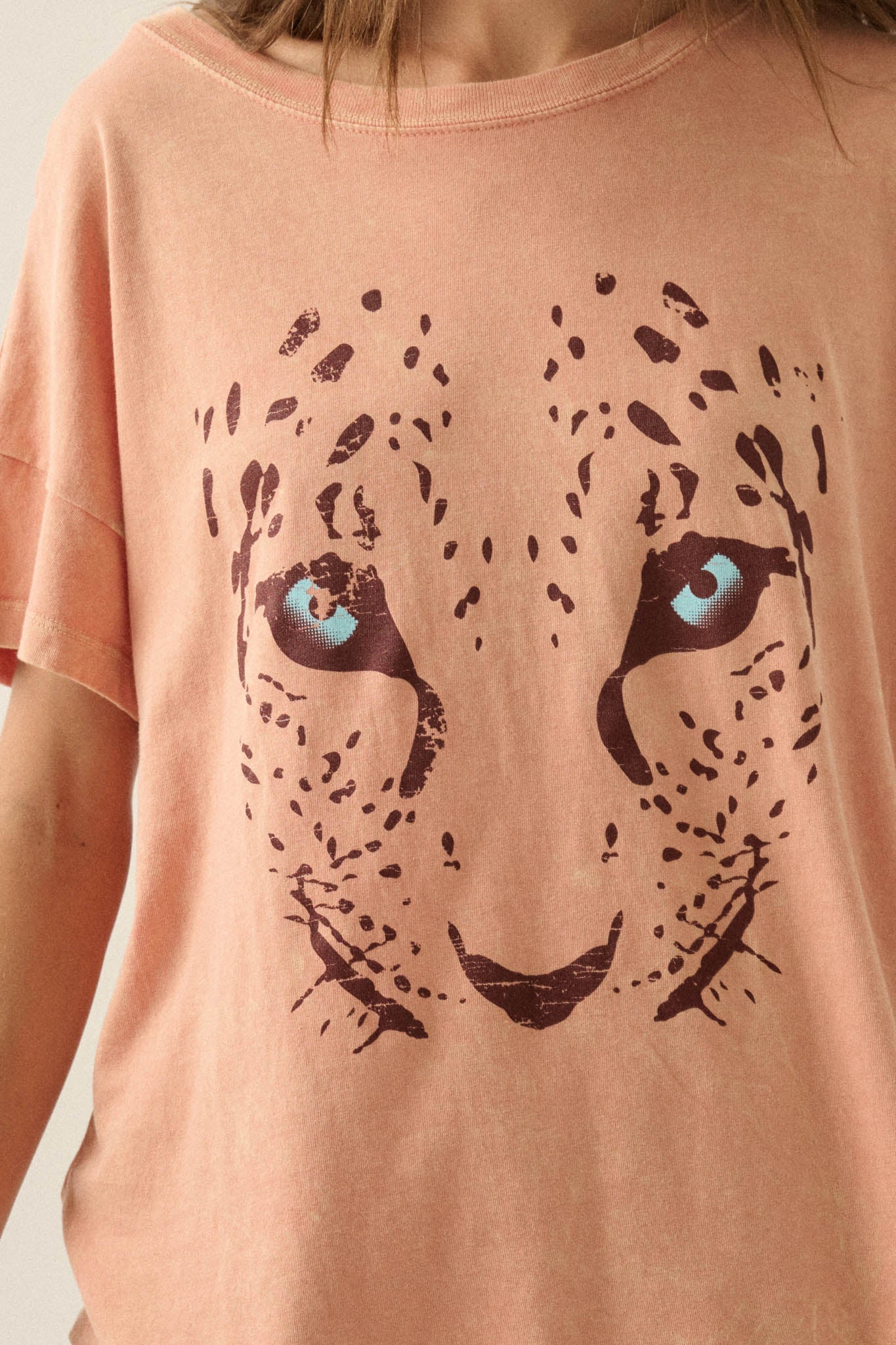 Hungry Eyes Vintage-Wash Cheetah Graphic Tee