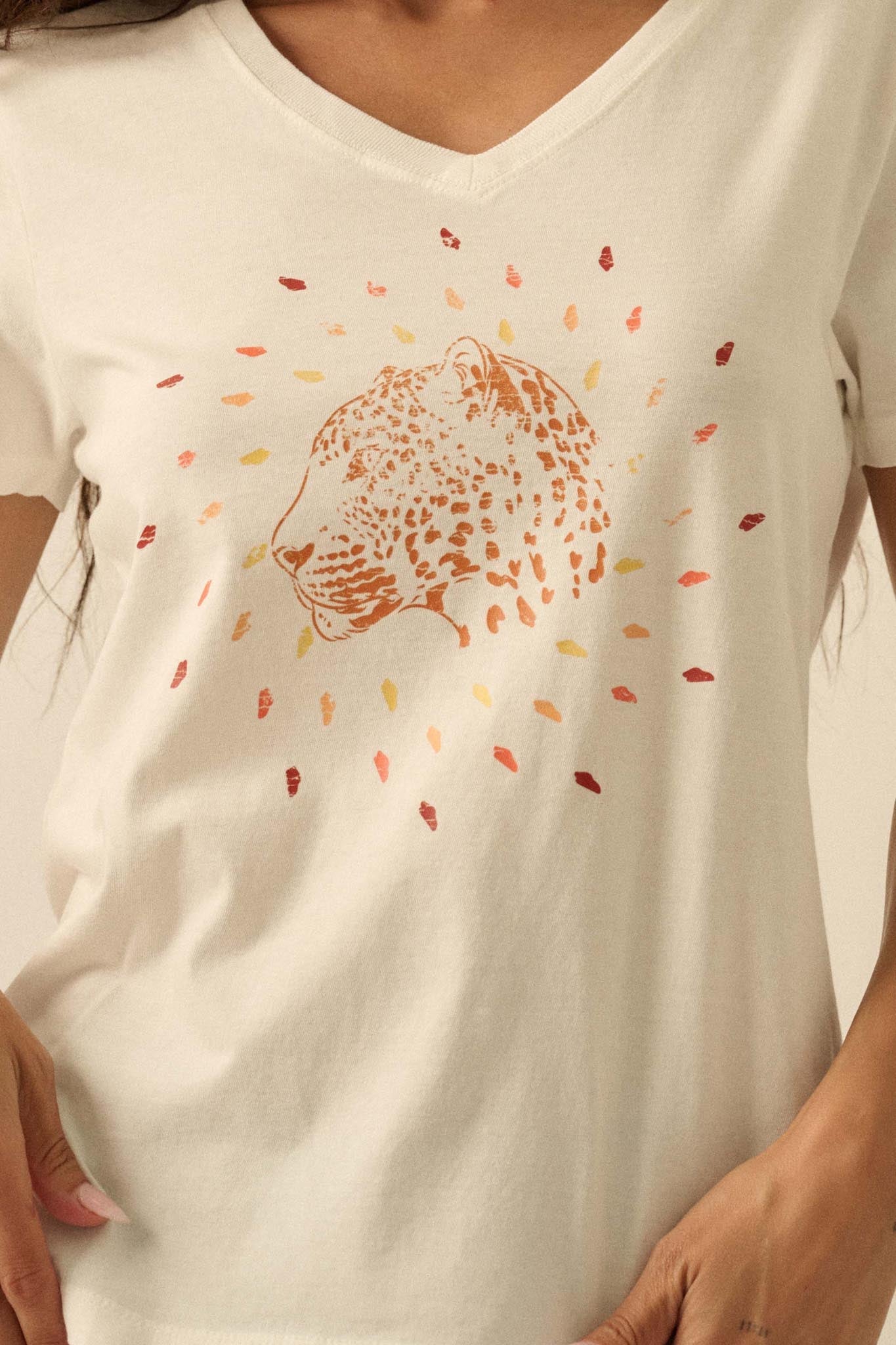 Loyal Leopard Vintage-Print V-Neck Graphic Tee