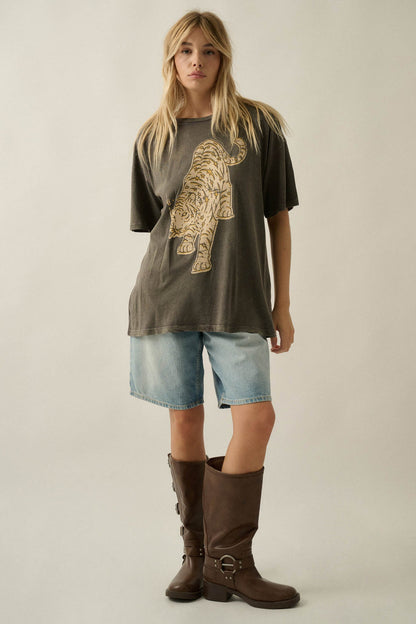 Cosmic Tiger Vintage-Wash Oversize Graphic Tee