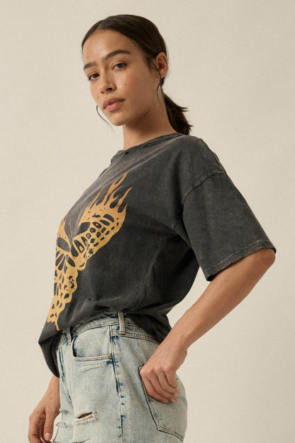 Burning Beauty Distressed Butterfly Graphic Tee