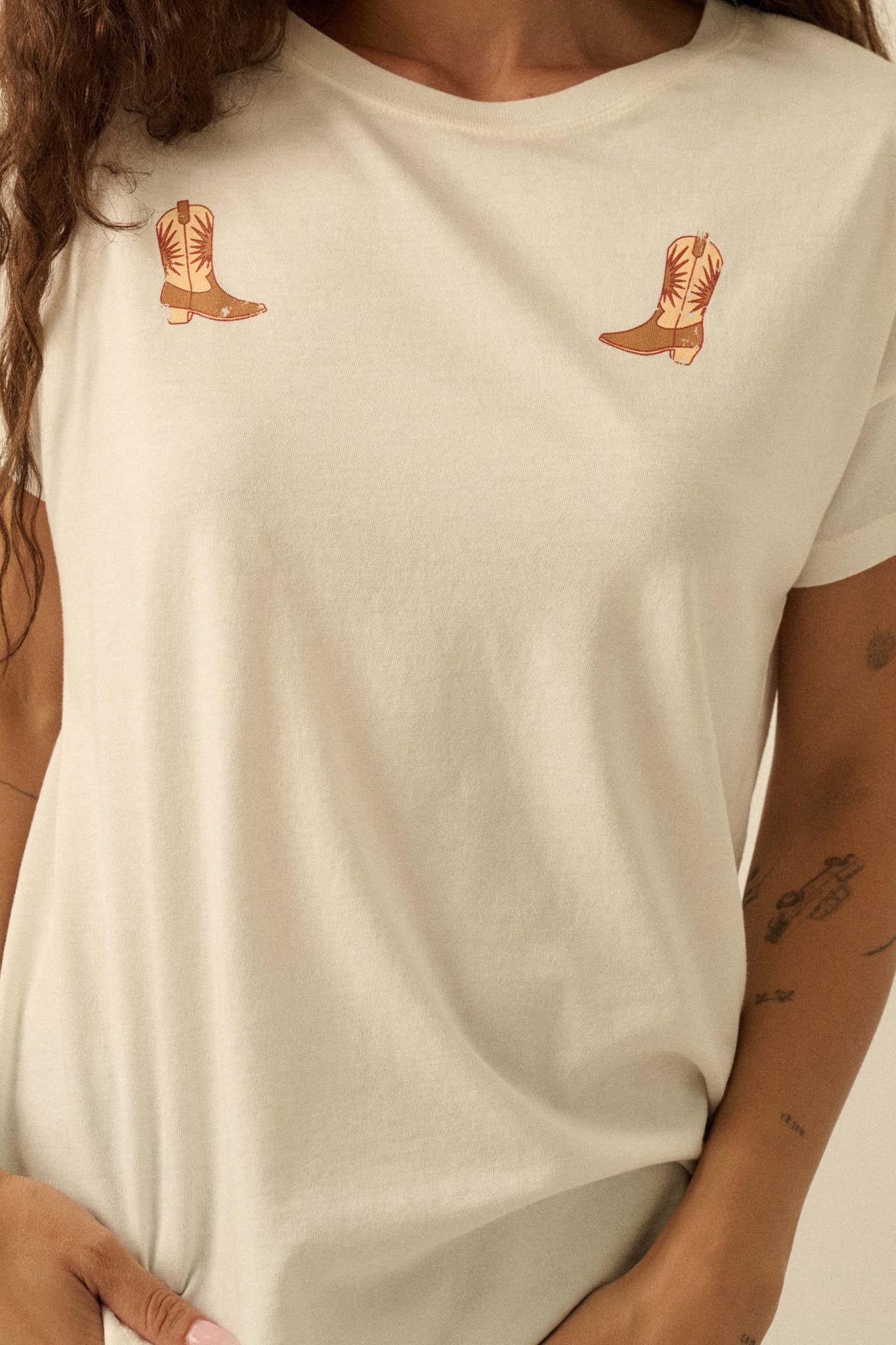 Boot Scootin' Cowboy Boot Chest-Print Graphic Tee