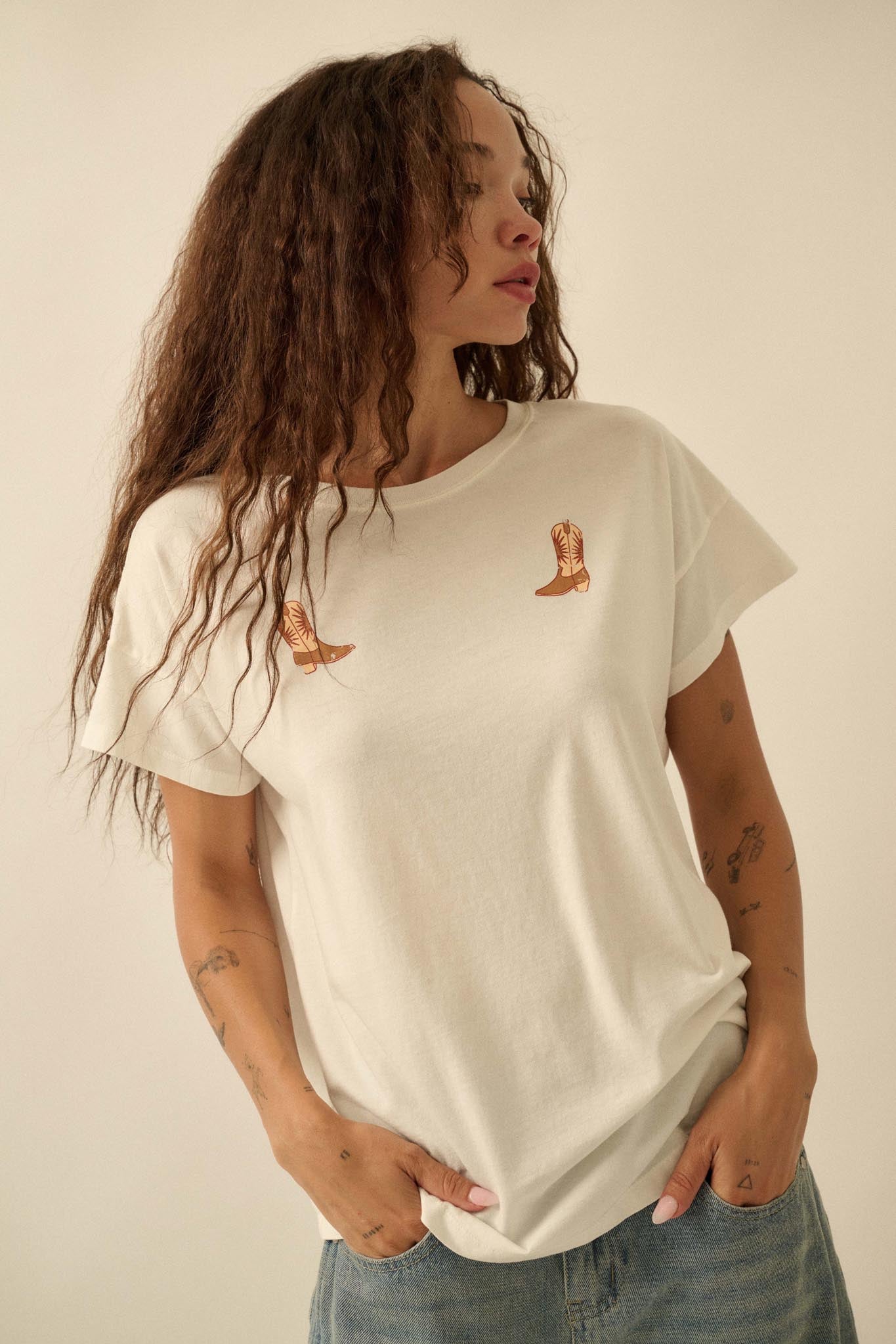 Boot Scootin' Cowboy Boot Chest-Print Graphic Tee