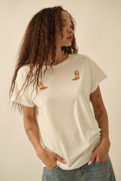 Boot Scootin' Cowboy Boot Chest-Print Graphic Tee
