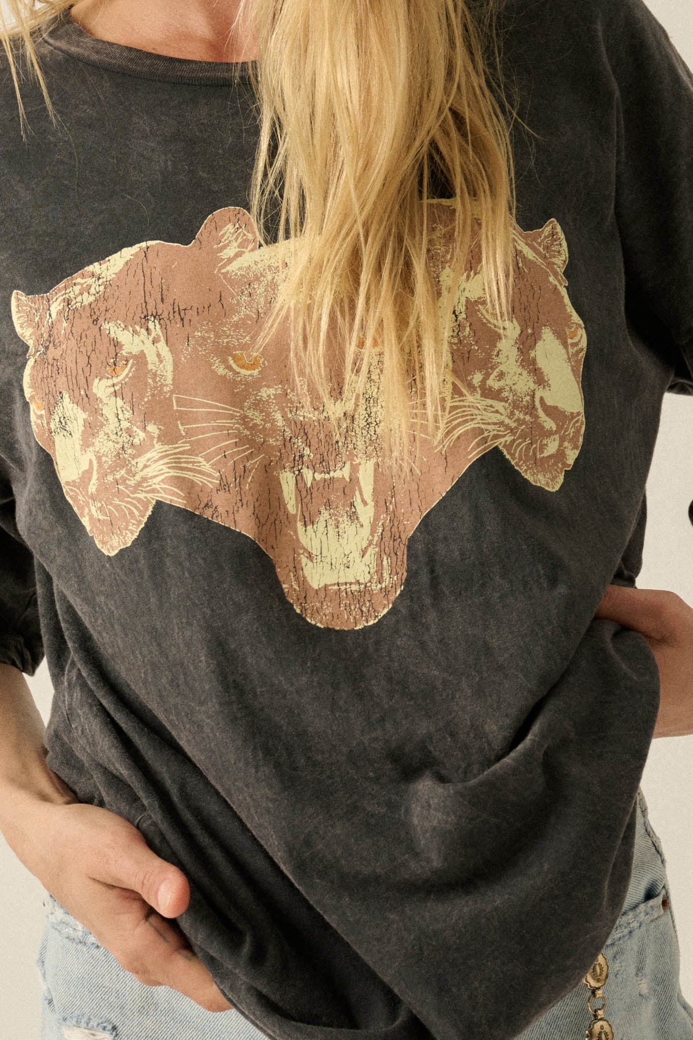 Panther Pack Vintage-Wash Oversize Graphic Tee