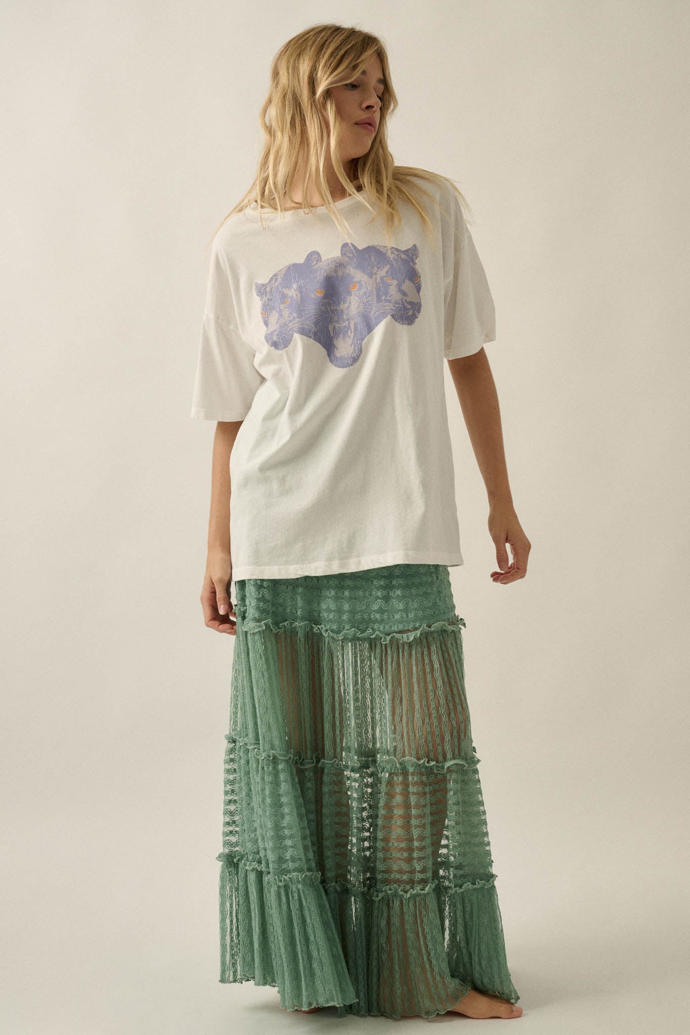 Prowling Panthers Oversize Vintage Graphic Tee
