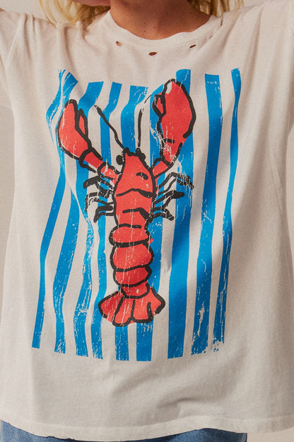 Lobster Lagoon Distressed Oversize Graphic Tee