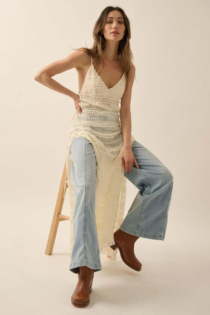 Careless Whisper Sheer Ruffled Chiffon Maxi Dress