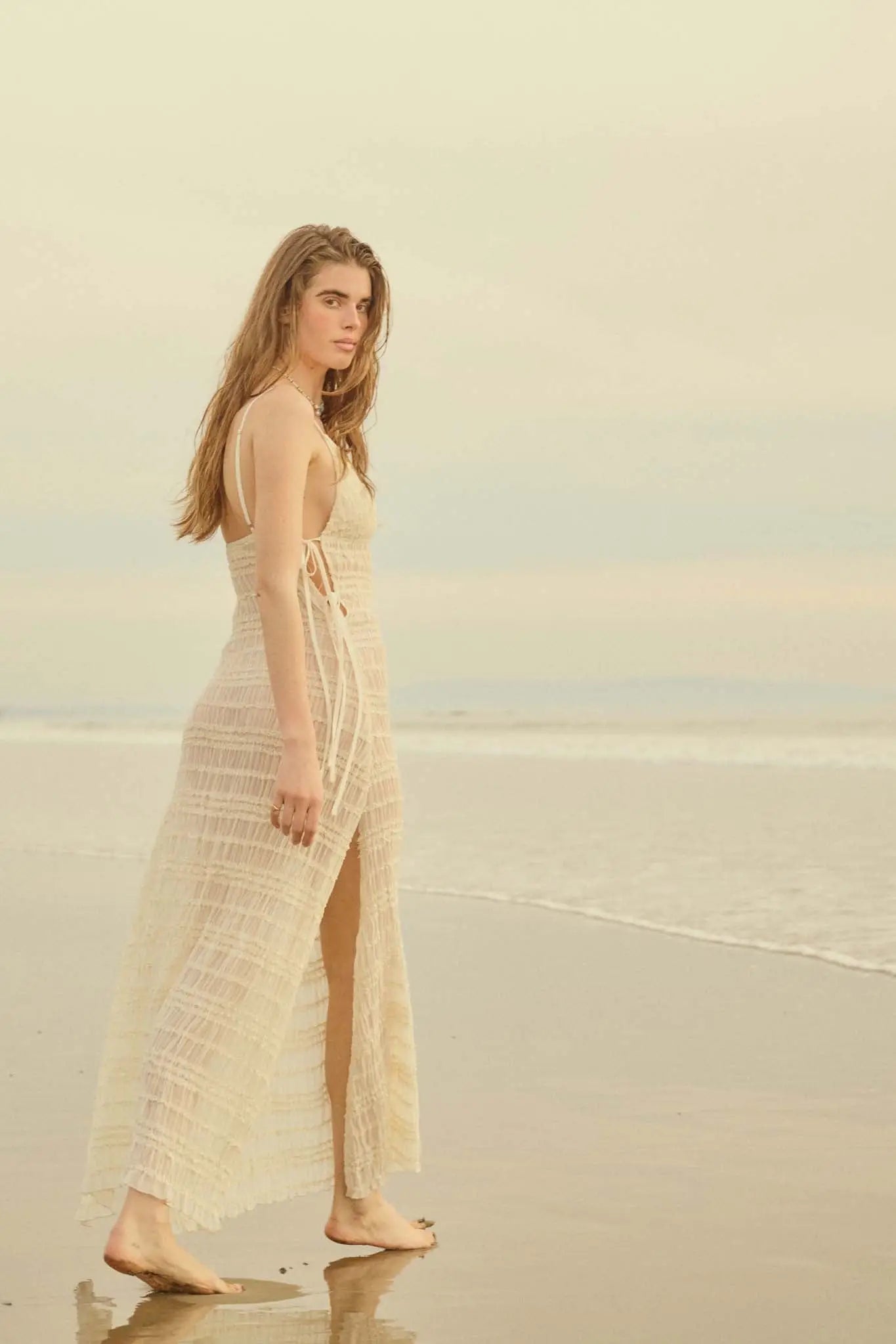 Careless Whisper Sheer Ruffled Chiffon Maxi Dress