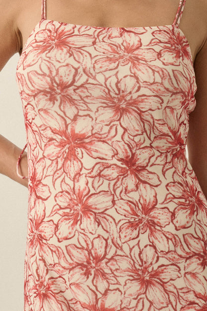 Lilies Bloom Floral Mesh Cami Midi Dress