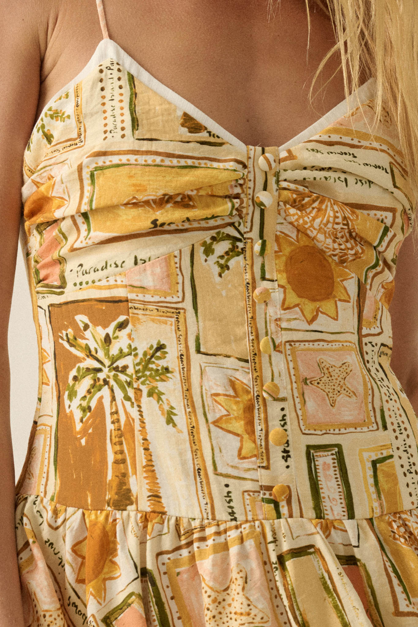 Pretty in Paradise Tropical-Print Drop-Waist Mini Dress
