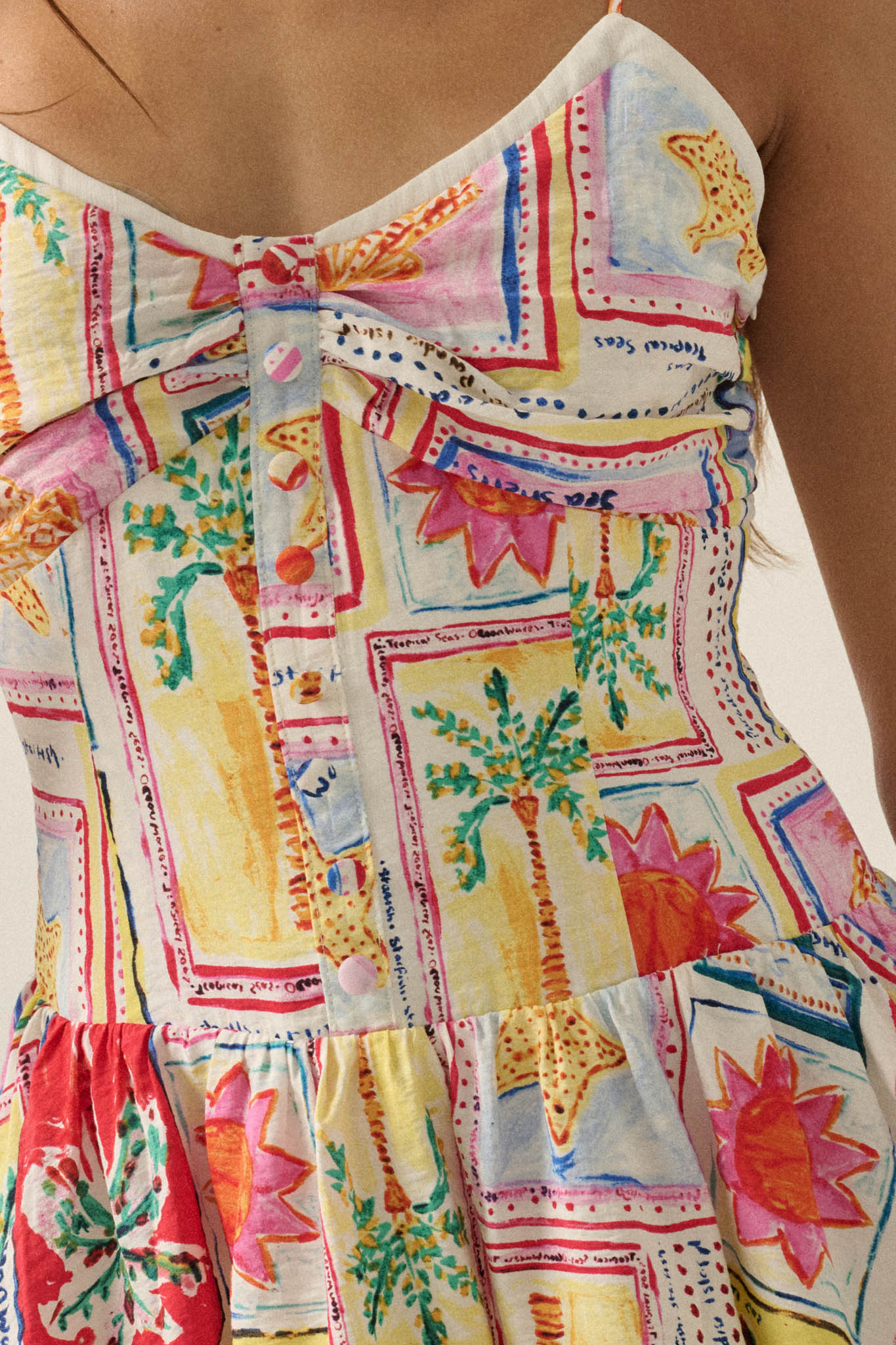 Pretty in Paradise Tropical-Print Drop-Waist Mini Dress