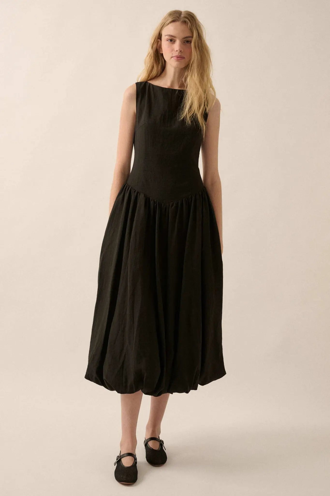 Natural Beauty Boatneck Bubble Midi Dress