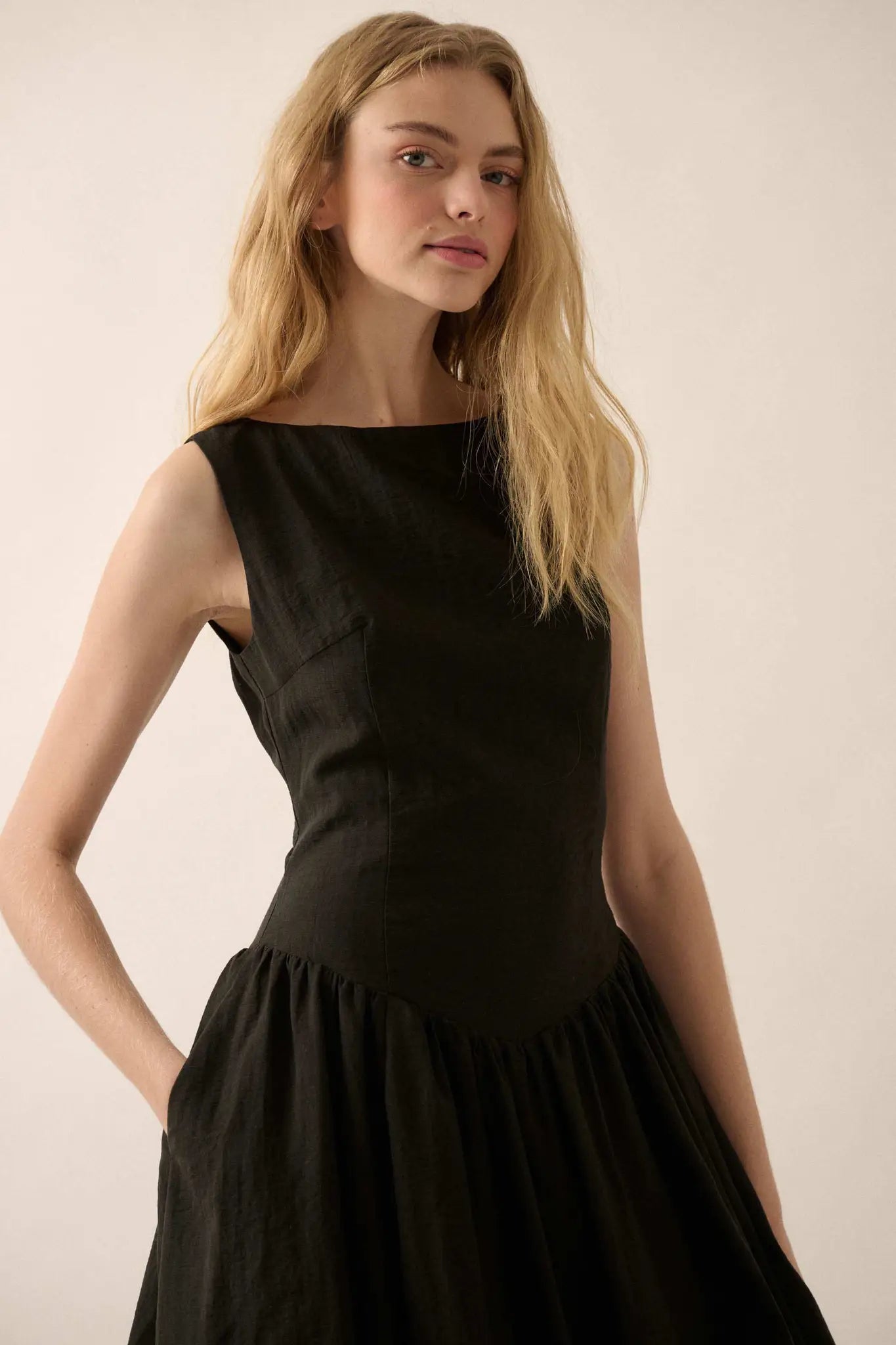 Natural Beauty Boatneck Bubble Midi Dress