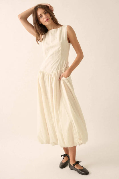 Natural Beauty Boatneck Bubble Midi Dress