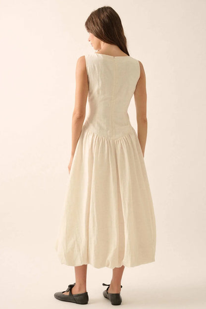 Natural Beauty Boatneck Bubble Midi Dress