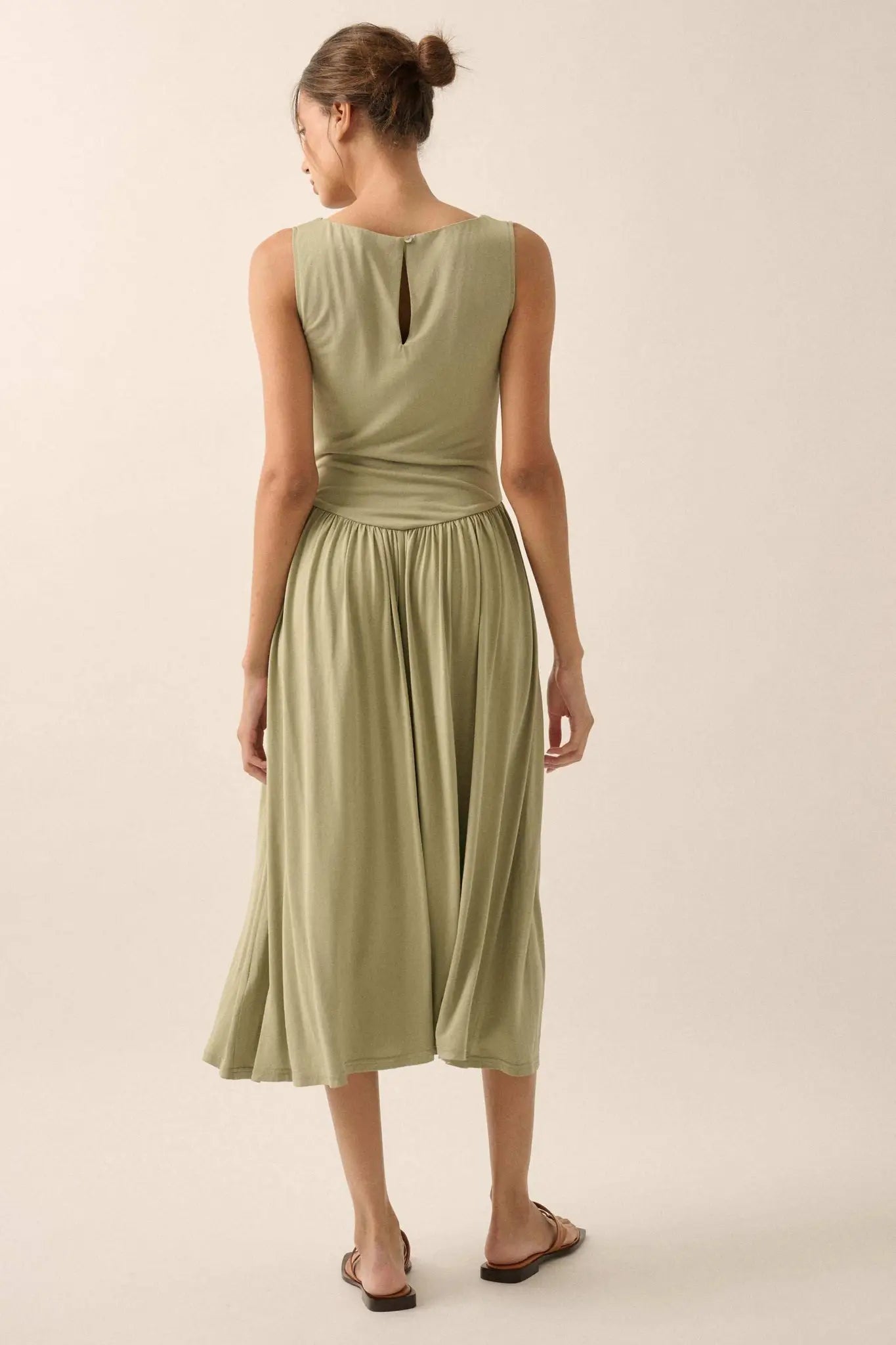Best Day Sleeveless Drop-Waist Modal Midi Dress