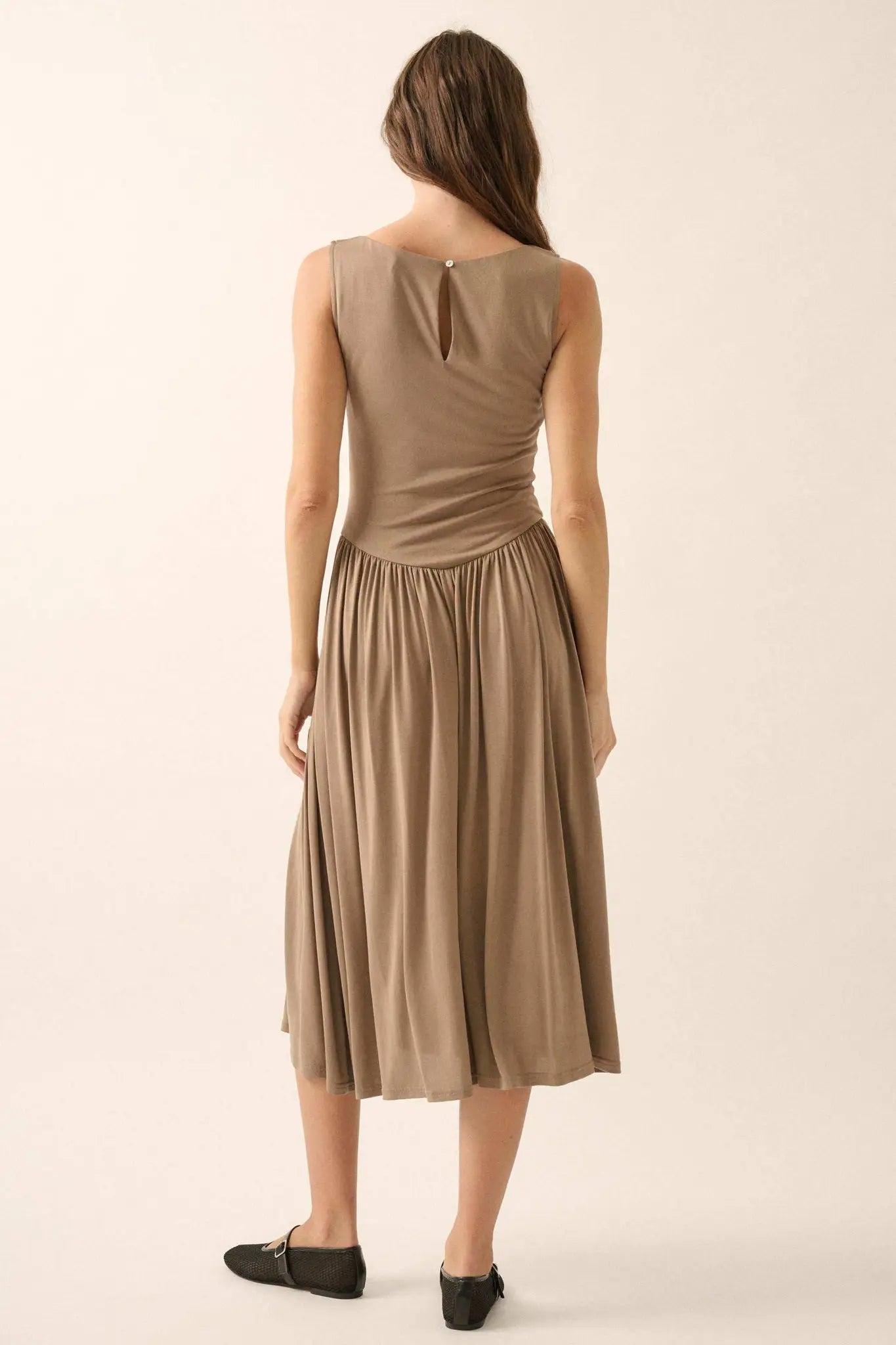 Best Day Sleeveless Drop-Waist Modal Midi Dress