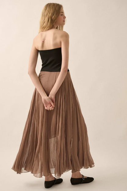 Double Take Colorblock Strapless Maxi Dress
