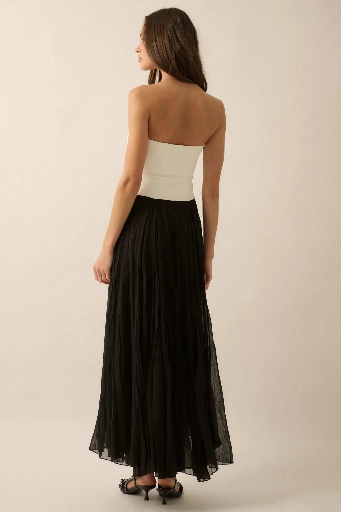Double Take Colorblock Strapless Maxi Dress