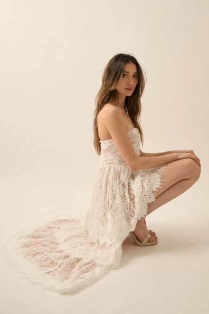 Dreams of Love Layered Lace High-Low Maxi Dress
