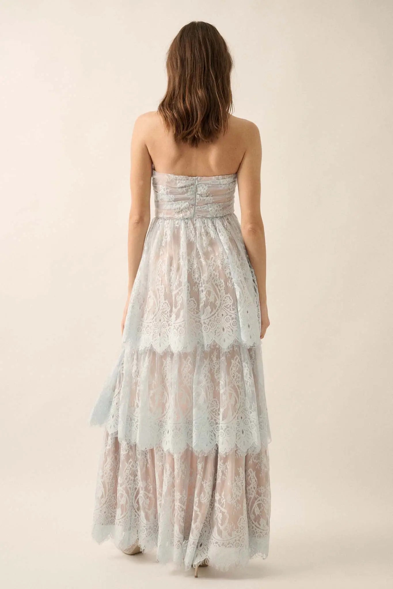 Dreams of Love Layered Lace High-Low Maxi Dress