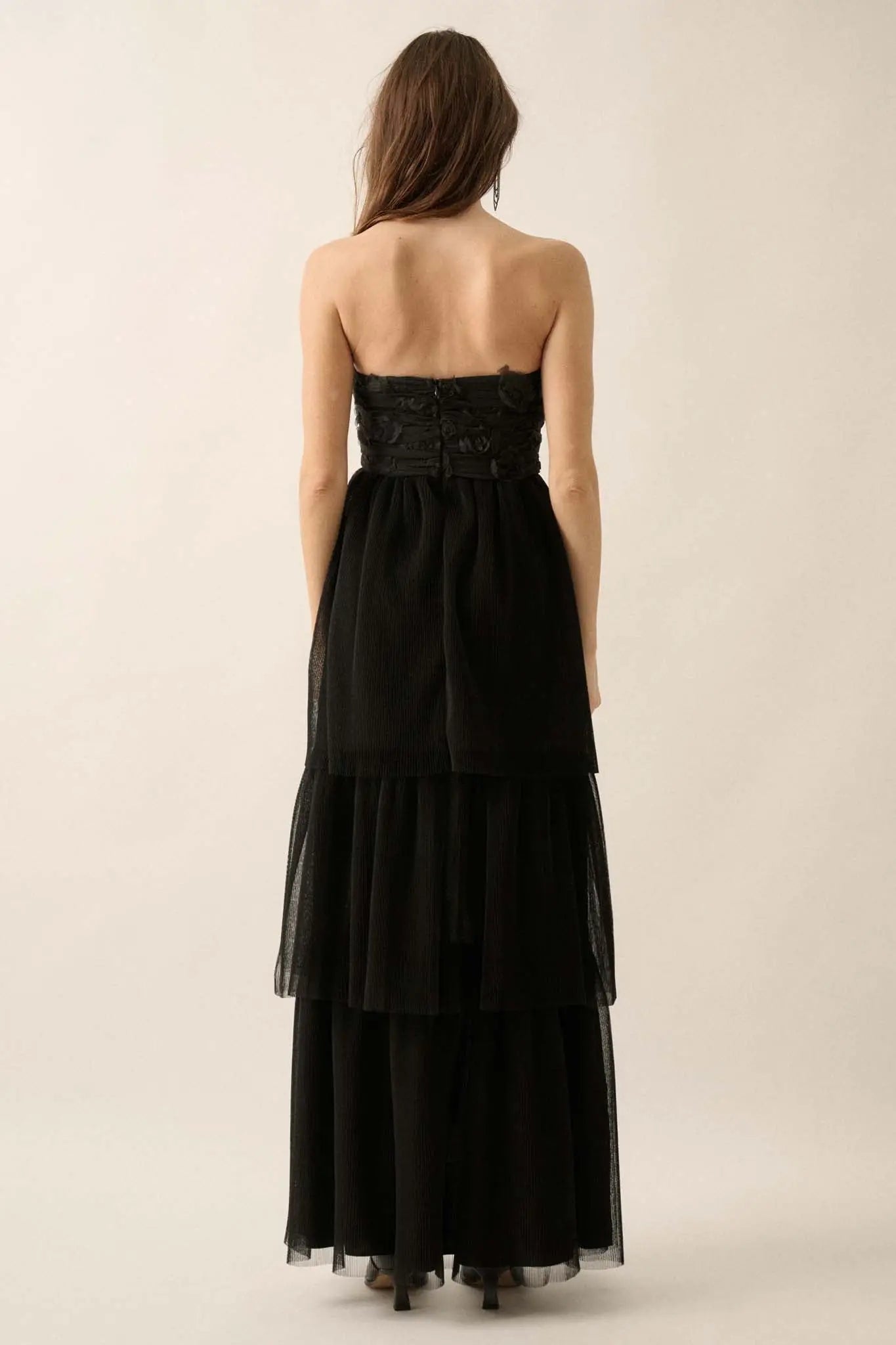 Blooming Beauty 3D Floral Lace High-Low Maxi Dress