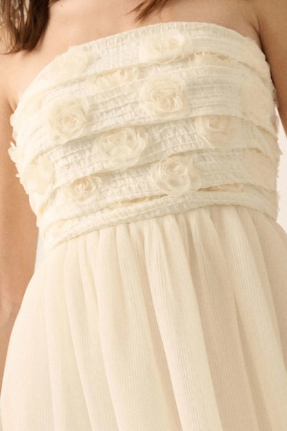 Blooming Beauty 3D Floral Lace High-Low Maxi Dress